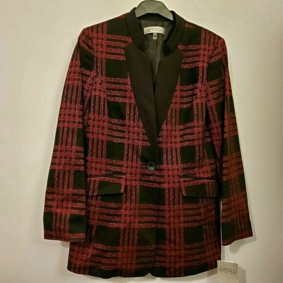 Kasper - 8 -Women's Plaid Notched Collar Blazer - Picture 3 of 5